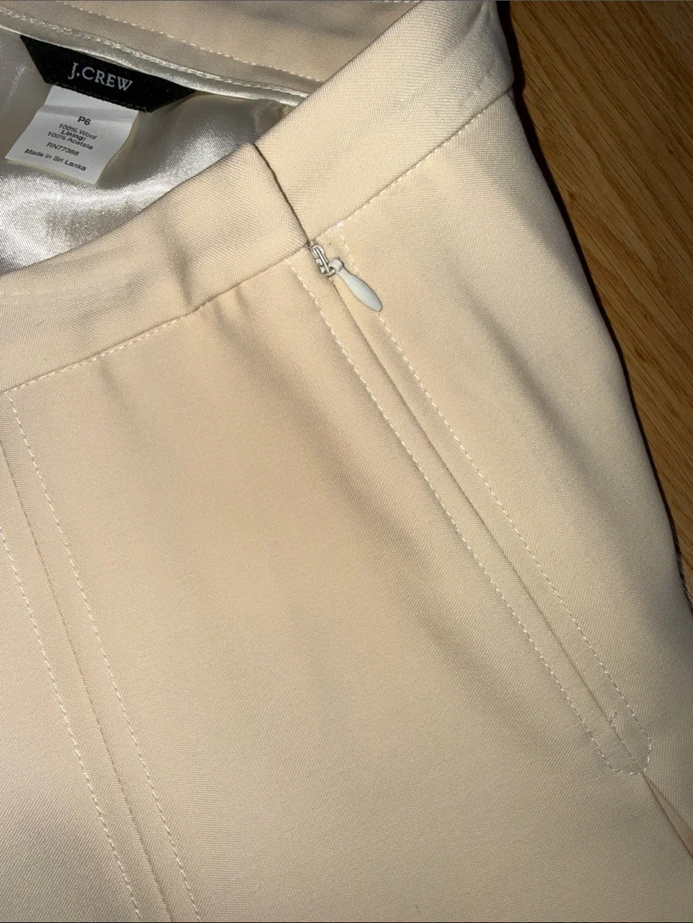 J. Crew Pleated Cream Ivory Skirt Wool Size P6 Petite 6 Preppy Classic